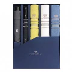 송월 우산 수건 콤보 세트 CM 3단 폰지 우산 1개, CM 2단 폰지 바이어스 우산 1개, CM 센치40 타올 3장