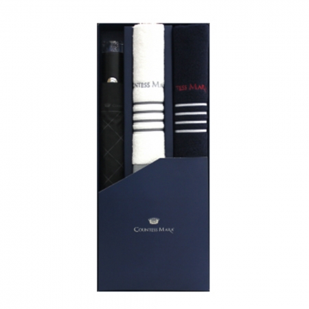 송월 우산 수건 콤보 세트 CM 2단 다이아라인 1개, CM 포라인40 타올 2장 3매입 세트 #2