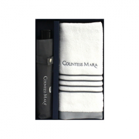 송월 우산 수건 콤보세트 CM 3단 폰지 우산 1개, CM 포라인40 타올 1장 2매입 세트 #2