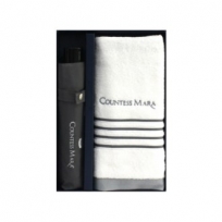 송월 우산 수건 콤보세트 CM 3단 폰지 우산 1개, CM 포라인40 타올 1장 2매입 세트