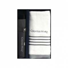 송월 우산 수건 콤보세트 CM 3단 폰지 우산 1개, CM 포라인40 타올 1장 2매입 세트