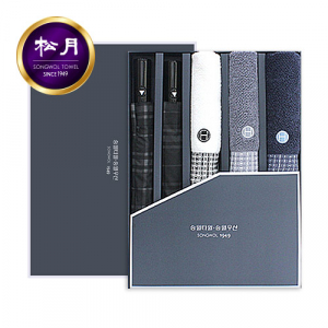 송월 우산 5조 콤보세트 (호텔 H 톤40 타올 3장 + 송월 2단 모던체크 우산 2개)