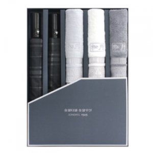 송월 우산 수건 콤보 세트 SWU 2단 모던체크 우산 2개, 격자40 타올 3장 5매입 세트