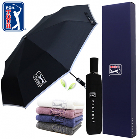 PGA 3단 완전자동 리플렉티브 우산 + 190g 호텔타올세트 #2