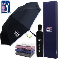 PGA 3단 완전자동 리플렉티브 우산 + 190g 호텔타올세트