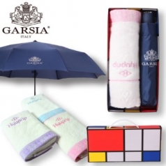 가르시아 3단 심플 수동 우산 1P + 협립 눈꽃 타올 1P 세트