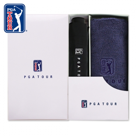 PGA 3단 수동 리플렉티브 우산 + 150g 면사 타올세트 #2