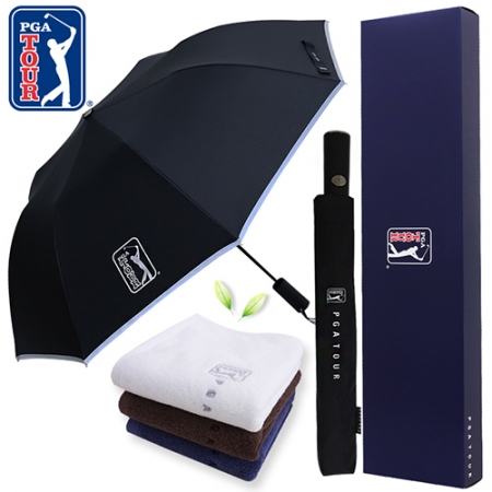 PGA 2단 자동 리플렉티브 우산 + 150g 면사 타올세트 #2