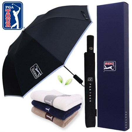 PGA 2단 자동 리플렉티브 우산 + 130g 면사 타올세트 #2