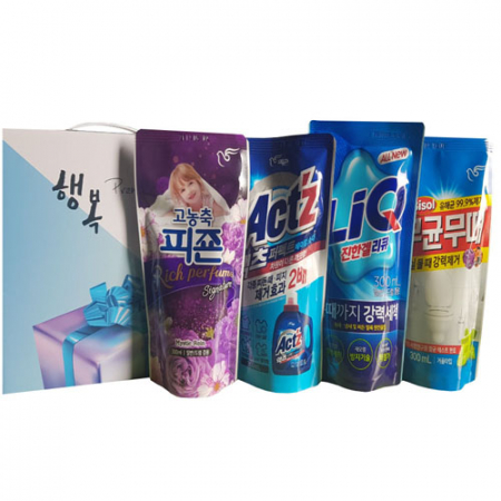 세제 4종 세트- 2호 (피죤 리치 퍼퓸 섬유유연제 300ml + 피죤 액츠 퍼펙트 세탁세제 300ml + 리큐 진한겔 세탁세제 300ml + 무균무때 욕실용 300ml) #2