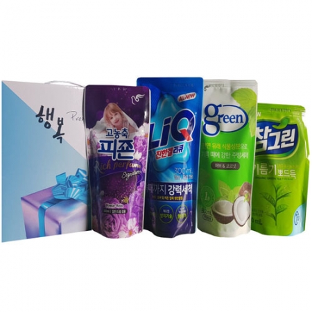 세제 4종 세트- 4호 (피죤 리치 퍼퓸 섬유유연제 300ml + 리큐 진한겔 세탁세제 300ml + 그린 주방세제 300ml + 참그린 녹차 주방세제 300ml) #2