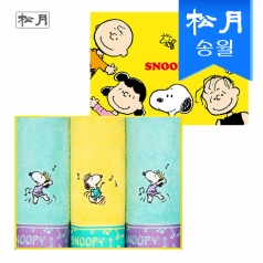 [송월타올] 스누피 뮤직타올 3매 선물세트 (쇼핑백) s