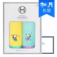 [송월타올] 스누피 뮤직 타올 2매 선물세트 (쇼핑백) s