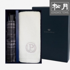 송월 CM 3단 모던 체크 우산 1p + 프레스티지30 타올 1p