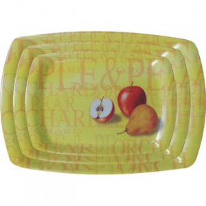 훼미리A 사과 3P 쟁반 세트, 쟁반, 멜라민 쟁반