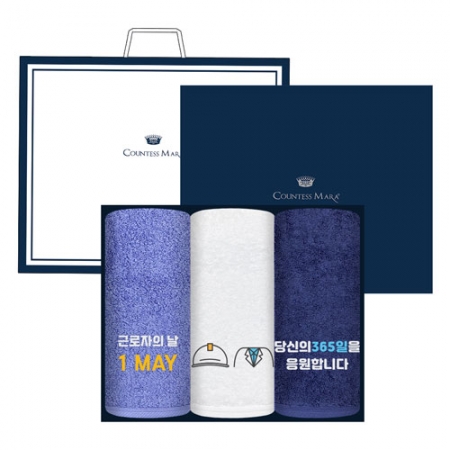 [송월타올]호텔 향균 타올 180g 3P 세트3매 고급박스, 쇼핑백근로자의 날 자수 #2