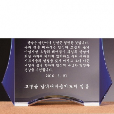 화이트 블루 투톤 통 크리스탈 상패 #5