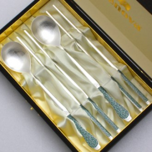 JJ053 제노바 명품 고려청자 은수저 세트 2벌