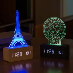 우드 로맨틱 무드등 LED 탁상시계