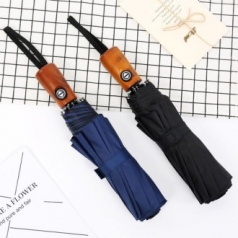 에코라이프 기능성 우드손잡이 3단 완전자동 우산 CBH099