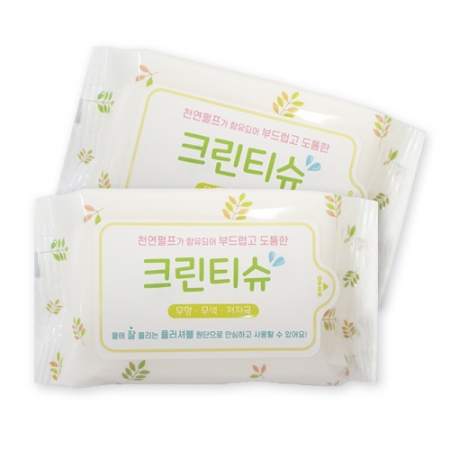 물에 풀리는 천연펄프 종이 물티슈 (30매- 나뭇잎) #2