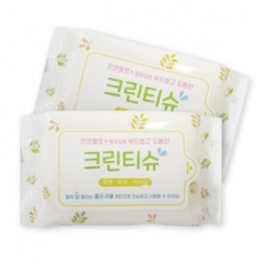 물에 풀리는 천연펄프 종이 물티슈 (30매- 나뭇잎)