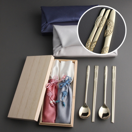 초롱 골드 수저 2P (오동나무함,홑보작기 포장) #2