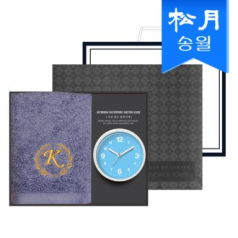 송월 타올 + 시계 선물세트(카이저 160g 코마사 타올 40수 1p + 욕실 흡착 시계 1p) + 쇼핑백 s