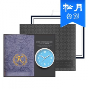 송월 타올 + 시계 선물세트(카이저 160g 코마사 타올 40수 1p + 욕실 흡착 시계 1p) + 쇼핑백 s