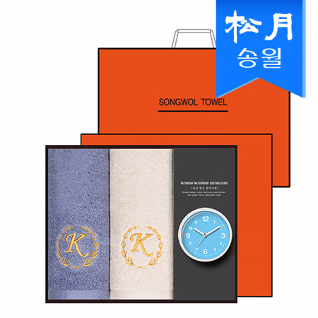 송월 타올 + 시계 선물세트(카이저 160g 코마사 타올 40수 2p + 욕실 흡착 시계 1p) + 쇼핑백 s #2