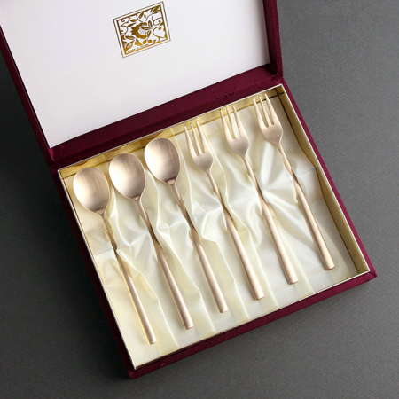 오복 방짜유기 스푼포크 6P 차수저 과일포크 #2