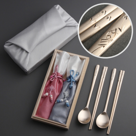 귀한거북 손조각 방짜수저2P(오동나무,보자기) #2