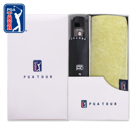 PGA 3단 로고 바이어스 완전 자동우산 + 180g 모달 면사 타올세트 #2