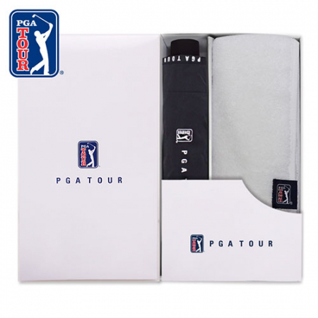 PGA 3단 수동 로고 바이어스 우산 + 180g 모달 면사 타올세트 #2