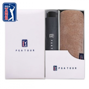 PGA 3단 수동 블랙 메탈 우산 + 180g 모달 면사 타올세트