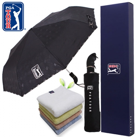 PGA 3단 엠보선염 바이어스 완전 자동우산 + 180g 모달 면사 타올세트 #2