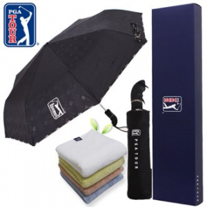 PGA 3단 엠보선염 바이어스 완전 자동우산 + 180g 모달 면사 타올세트