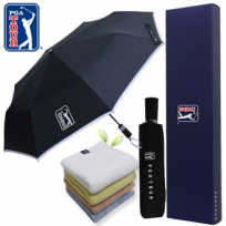PGA 3단 완전자동 리플렉티브 안전우산 + 180g 모달 면사 타올세트