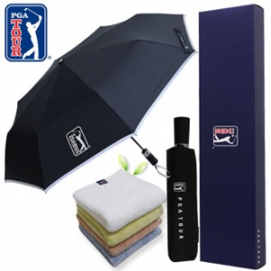 PGA 3단 완전자동 리플렉티브 안전우산 + 180g 모달 면사 타올세트