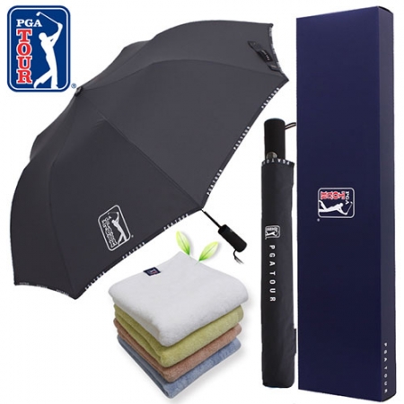 PGA 2단 자동 로고 바이어스 우산 + 180g 모달사 타올세트 #2