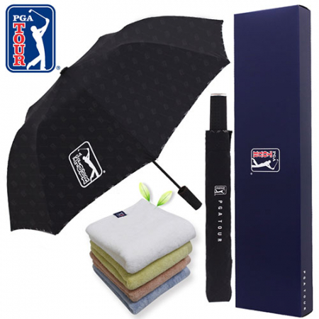 PGA 2단 자동 엠보선염 바이어스 우산 + 180g 모달사 타올세트 #2