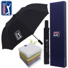 PGA 2단 자동 엠보선염 바이어스 우산 + 180g 모달사 타올세트