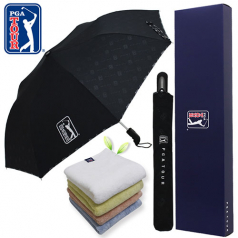 PGA 2단 엠보선염 바이어스 완전자동 우산+ 180g 모달사 타올세트