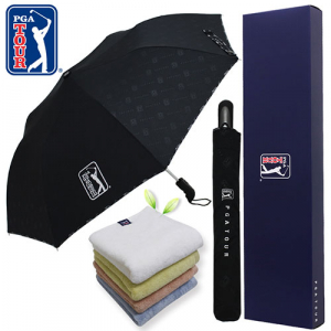 PGA 2단 엠보선염 바이어스 완전자동 우산+ 180g 모달사 타올세트