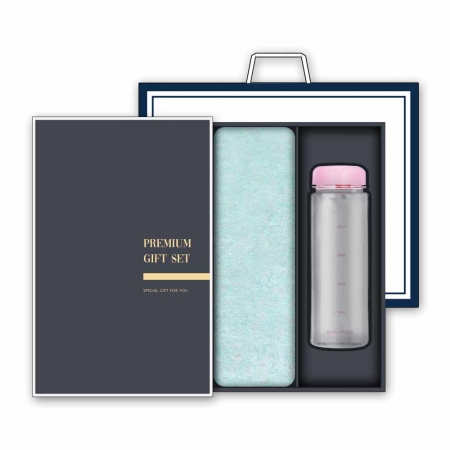 송월 프리미엄 선물세트 (라이트 무지40 타올 1매 + 마이보틀 500ml 1개) #2