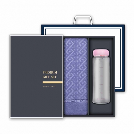 송월 프리미엄 선물세트 (에스닉 타올 1매 + 마이보틀 500ml 1개) #2