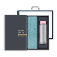 송월 프리미엄 선물세트(향균 타올 170g 1매 + 마이보틀 500ml 1개)
