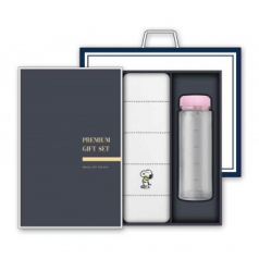 송월 프리미엄 선물세트 (스누피 프렌즈 타올 1매 + 마이보틀 500ml 1개)