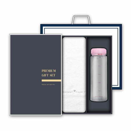 송월 프리미엄 선물세트 (스윗하트 하니 세면타올 1매 + 마이보틀 500ml 1개) #2