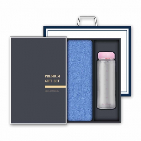 송월 프리미엄 선물세트 (프리미엄 무지 호텔타올 1매 + 마이보틀 500ml 1개) #2